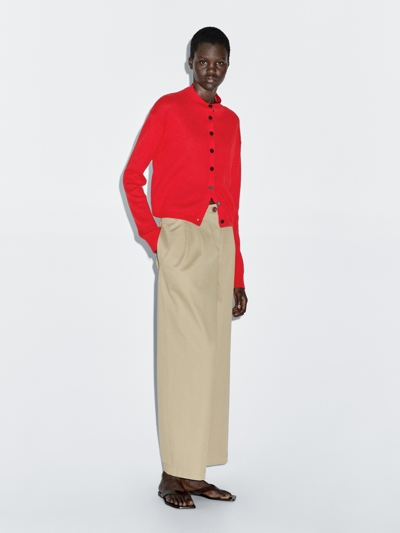 Zara Кардиган с отложным воротником из шерсти и льна