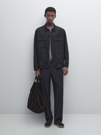 Zara Куртка-рубашка из шерстяной смеси с молнией