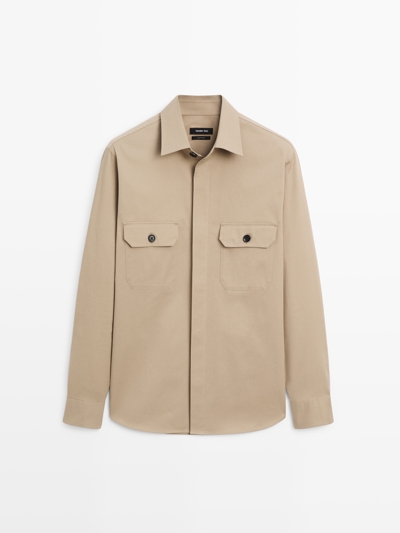 Zara Рубашка-овершерт из хлопковой смеси с карманами