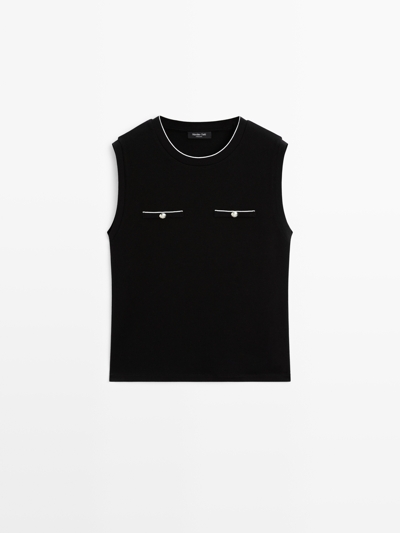 Zara Майка без рукавов с деталями карманов