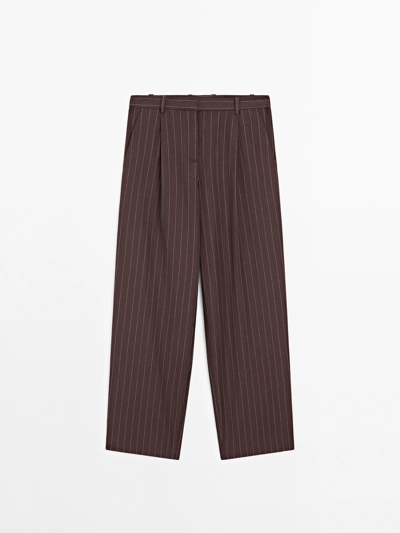 DARTED PINSTRIPE TROUSERS