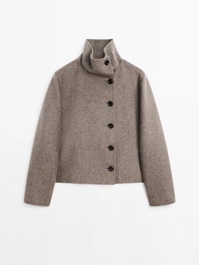 SHORT HIGH NECK WOOL BLEND COAT