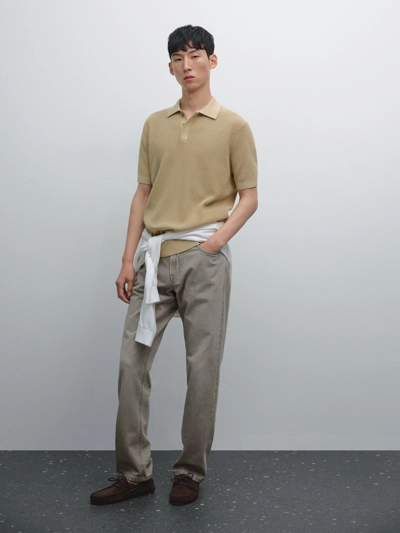 Текстурированная поло-рубашка из хлопкового трикотажа- Заказать в России