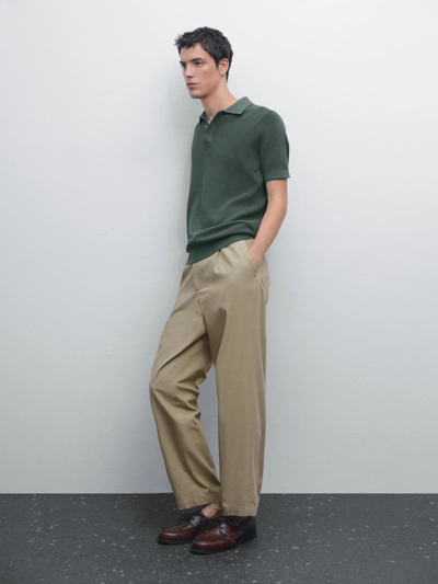 TEXTURED COTTON KNIT POLO SHIRT