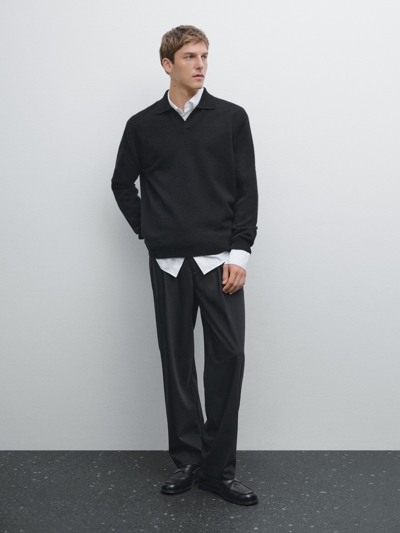 Zara Вязанный свитер с V-образным вырезом из 100% кашемира