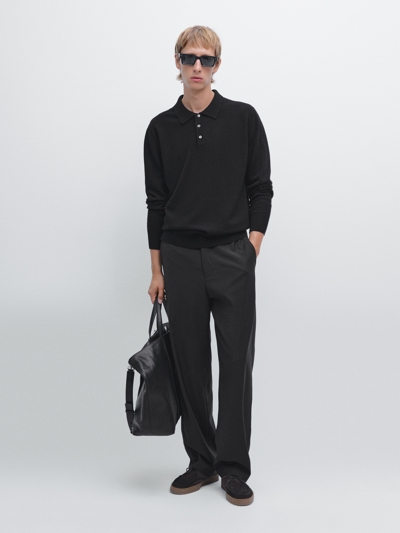 Zara Вязанный свитер-поло из шерстяной смеси