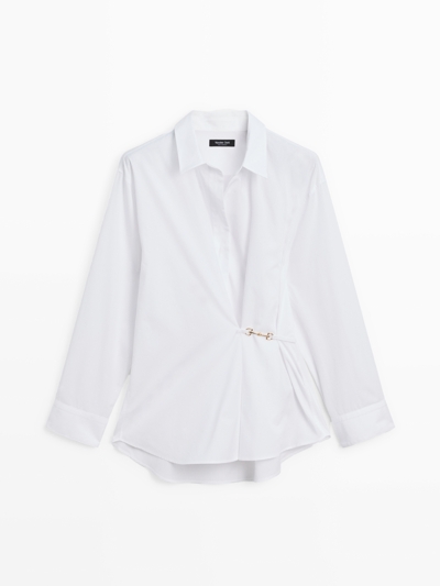 Zara Рубашка из хлопкового поплина с металлическим деталем