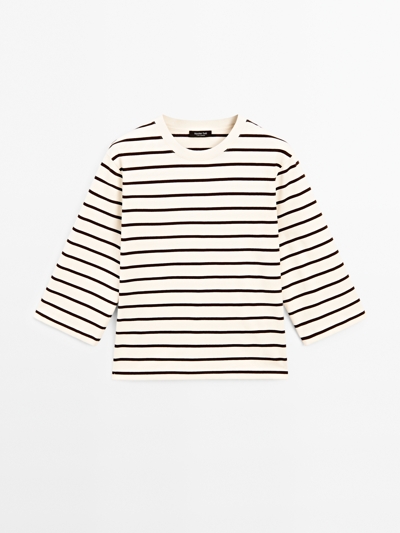 Zara Футболка в полоску с рукавами 3/4 купить с доставкой.