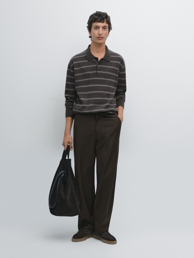 Zara Поло-свитер с полосками из вязаного полотна