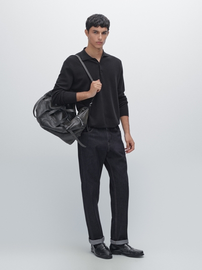 Zara Вязаный свитер-поло из шерсти и хлопка