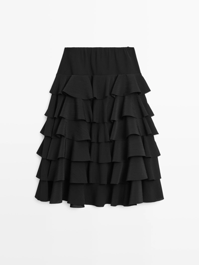 RUFFLED MIDI SKIRT