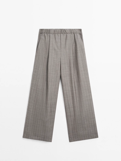 100% WOOL PINSTRIPE TROUSERS