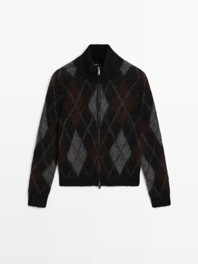 Zara Кардиган из шерсти и альпаки в аргайльском узоре купить с доставкой.