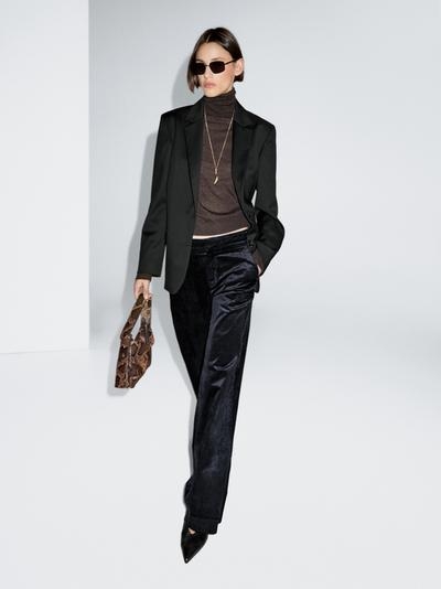 Zara Брюки-палаццо из вельвета средней посадки