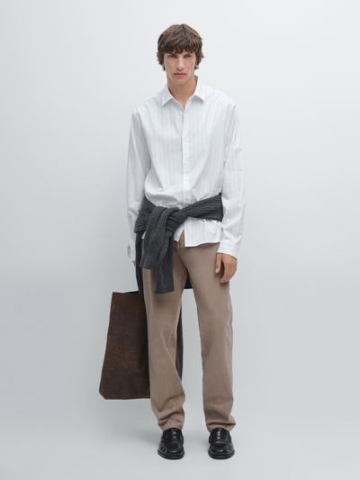 Zara Рубашка в полоску из 100% хлопка с регулярной посадкой