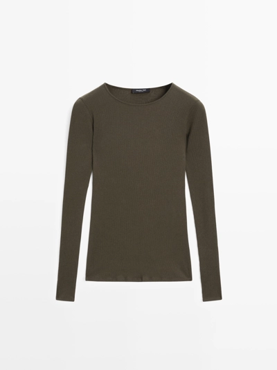 LONG SLEEVE T-SHIRT WITH RIBBED DETAIL