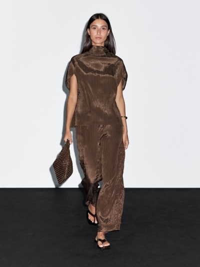 Zara Блузка в полоску с воротником-шарфом