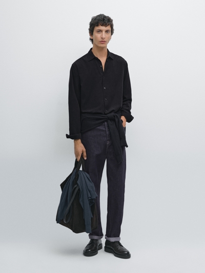 Zara Рубашка с микро вельветовым узором с регулярной посадкой