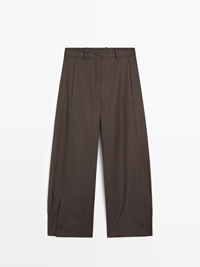 100% WOOL BARREL FIT TROUSERS