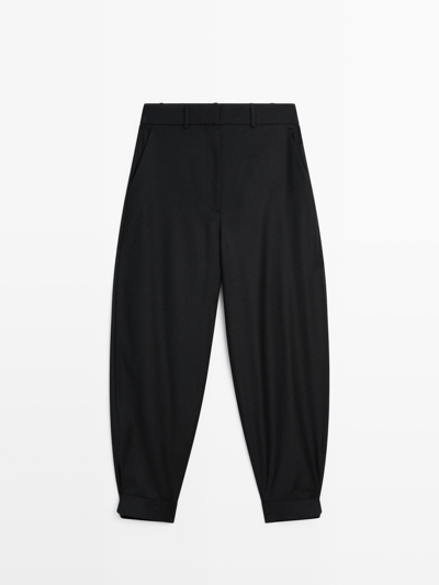 Zara Брюки-бомбер из шерстяной смеси с пряжкой