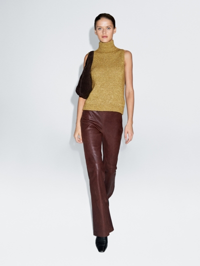 Zara Вязаный жилет с высоким воротником лебединая шейка