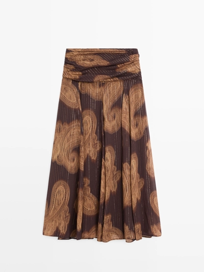 FLOWING MIDI SKIRT WITH PAISLEY PRINT