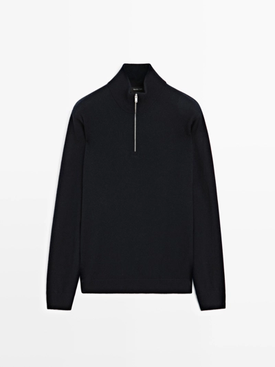 MOCK NECK KNIT SWEATER WITH ZIP