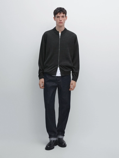 100% MERINO WOOL ZIP-UP CARDIGAN