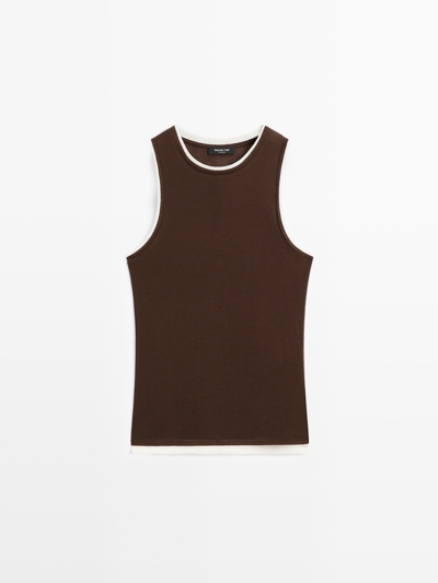 Zara Майка без рукавов с двойной отделкой