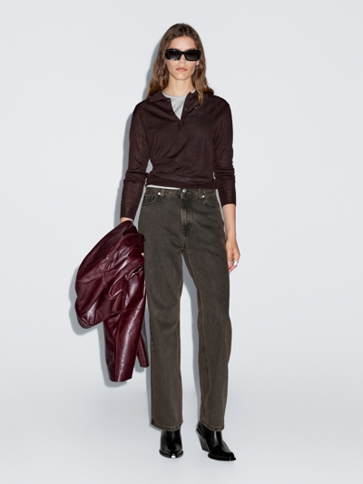 Zara Поло-свитер из 100% шерсти