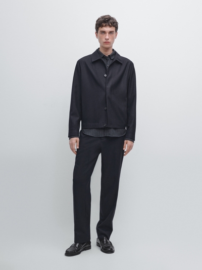 Zara Рубашка-овершерт из шерсти с эффектом вельвета