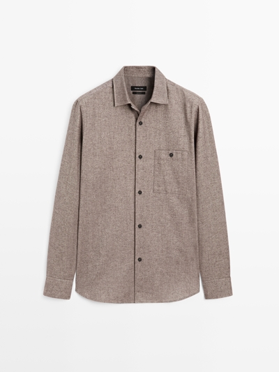 Zara Рубашка с карманом в меланжевом стиле