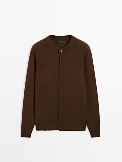 Zara Кардиган с округлым вырезом из 100% шерсти