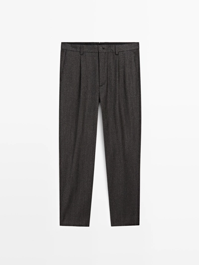 Брюки из шерстяной смеси с узором шеврон - LIMITED