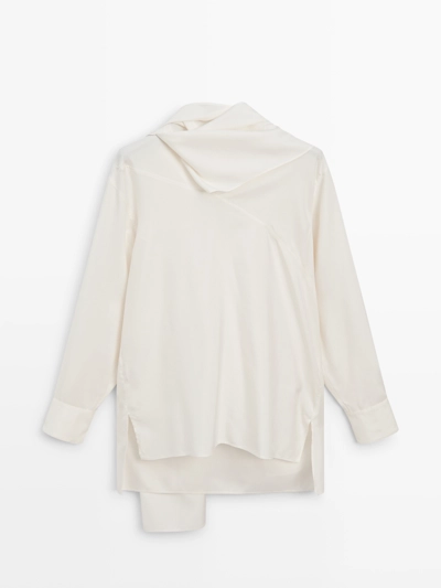 Блузка из шёлкового смесового материала с завязкой - LIMITED- Заказать в России