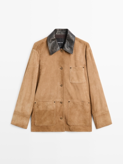 Zara Замшевая куртка с деталями на воротнике