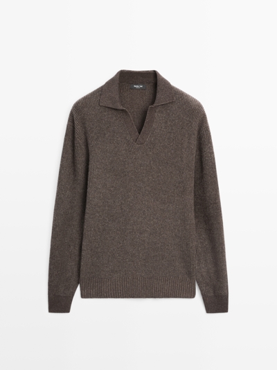 Zara Водолазка-поло из вязаного трикотажа с V-образным вырезом