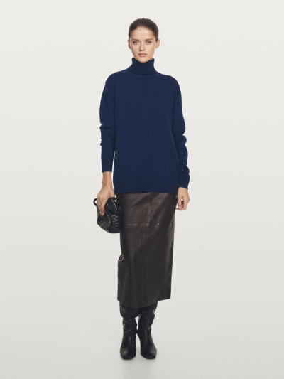 Zara Длинный вязаный свитер с воротником-хомутом