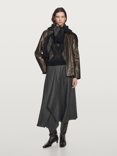 Zara Юбка-солнце из шерстяной смеси с защипами купить с доставкой.