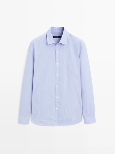 Рубашка из поплина в полоску с регулярной посадкой- Заказать в России