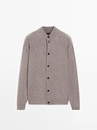 Кардиган с высоким воротом из 100% шерсти