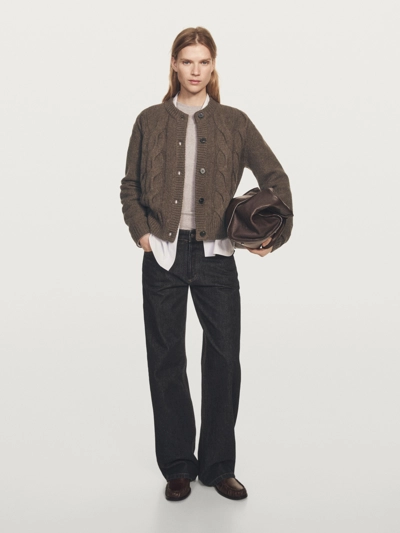 Кардиган с оплеткой из шерстяной смеси- Заказать в России