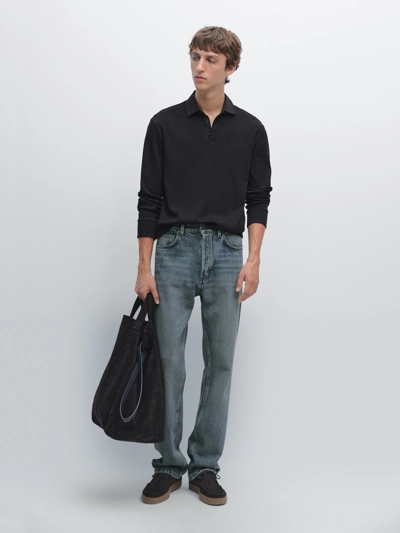 Поло с длинным рукавом и контрастным воротником- Заказать в России