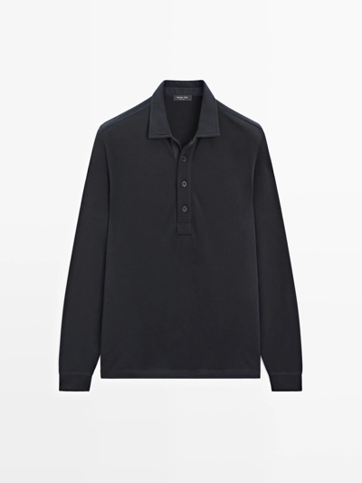 Поло с длинным рукавом с текстурой- Заказать в России