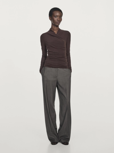 Футболка с длинным рукавом и драпировкой