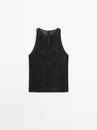 Zara Прозрачный топ с бисером в тон