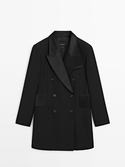 Zara Платье в стиле блейзер с атласными деталями