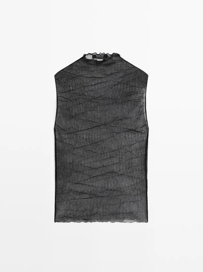 Топ с высоким воротником из тонкого материала- Заказать в России