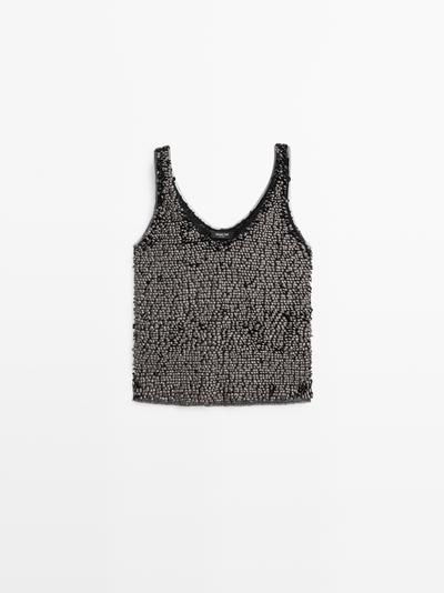 Zara Топ с бретелями и бисером купить с доставкой.