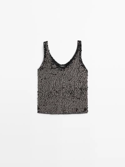 Топ с бретелями и бисером- Заказать в России